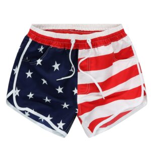 Casual Shorts American Flag Stripes Stars Print