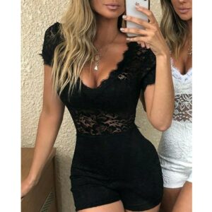 Sexy Floral Lace Playsuit Rompers Party Bodycon Leotard