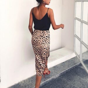 Leopard print skirt women A-Line high waist