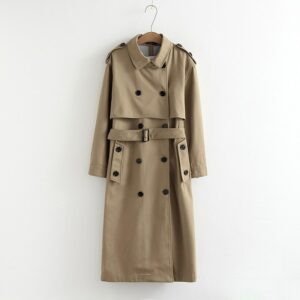 Casual Solid Color Double Breasted Outwear Office Coat Trench