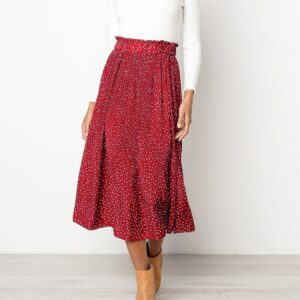 Floral Print Pleated Midi Skirt