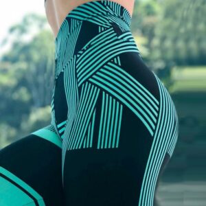 High Waist Leggings Ladies Digital Printing Striped Fitness