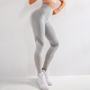 Fitness High Waist Push Up Patchwork Hollow Out Spandex Legging
