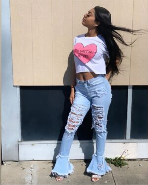 Ripped High Waist Jeans Vintage Flare