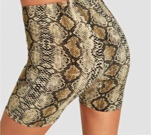 Fashion Leopard Print Women Shorts Casual Snake Print