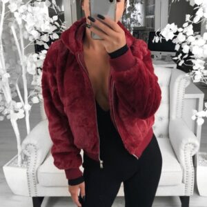 2020 New Faux Fur Coat With Hood High Waist Fashion Slim