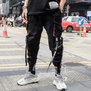 Black Hip Hop Cargo Pants Men Streetwear Cotton Joggers Fashion 2020