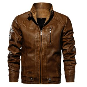 Leather Rider PU Jacket Men's Casual Outwear Coat Windbreaker European Size