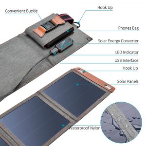 Solar Charger 14W USB Foldable Phone Travel Charger With SunPower