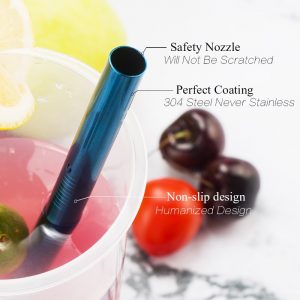 Metal Reusable 304 Stainless Steel Straws Straight Bent Drinking With Case Cleaning Brush Set