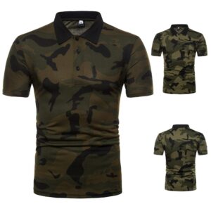 Men's Fashion Breathable Camouflage Short Sleeve Polo Casual Slim