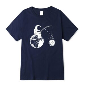 100% Cotton Casual Short Sleeve Funny Design Astronaut Printing Men T-Shirt