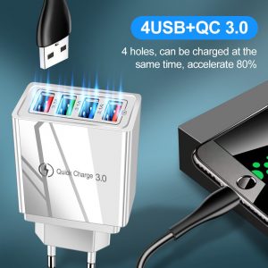 EU Plug USB Charger Quick Charge 3.0 Wall Mobile Charger Fast Charger