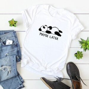 New Lovely Panda Letter Print T-Shirt Women 100% Cotton O Neck Short Sleeve Summer