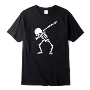 100% Cotton High Quality For Men Short Sleeve Dabbing Print Skull Casual T-shirt