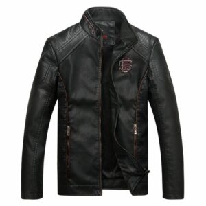 Faux Leather Jacket Men Classic Motorcycle Bike Cowboy Jacket Coat Male
