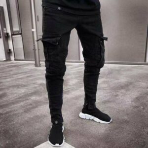 2019 Men's Jeans Pocket Slim Jeans Fashion Hiphop Jeans