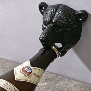 Vintage Cast Wall Mounted Iron Bear Design Bottle Cap Opener