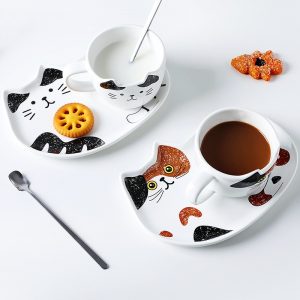 Cute Creative Cat Ceramics Coffee Mug Set