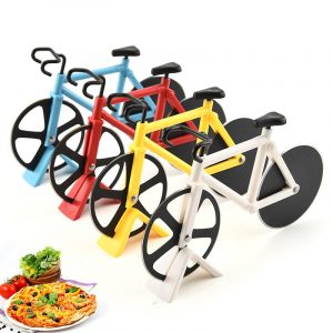 New Design Stainless Steel Knife Two-wheel Bicycle Shape Pizza Cutter