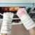 3D Cartoon Cat Paws Oven Mitts Long Cotton Baking Insulation Gloves (White)