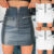 Womens PU Leather Zipper Mini Skirt