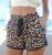 Leopard Lace Up High Waist Elastic Cotton Shorts