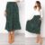 Women Elastic Floral Print Pleated Midi Skirt