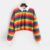 Women’s Patchwork Button Rainbow Sweatshirt