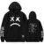 Sad Face Print Men’s Patchwork Hoodie